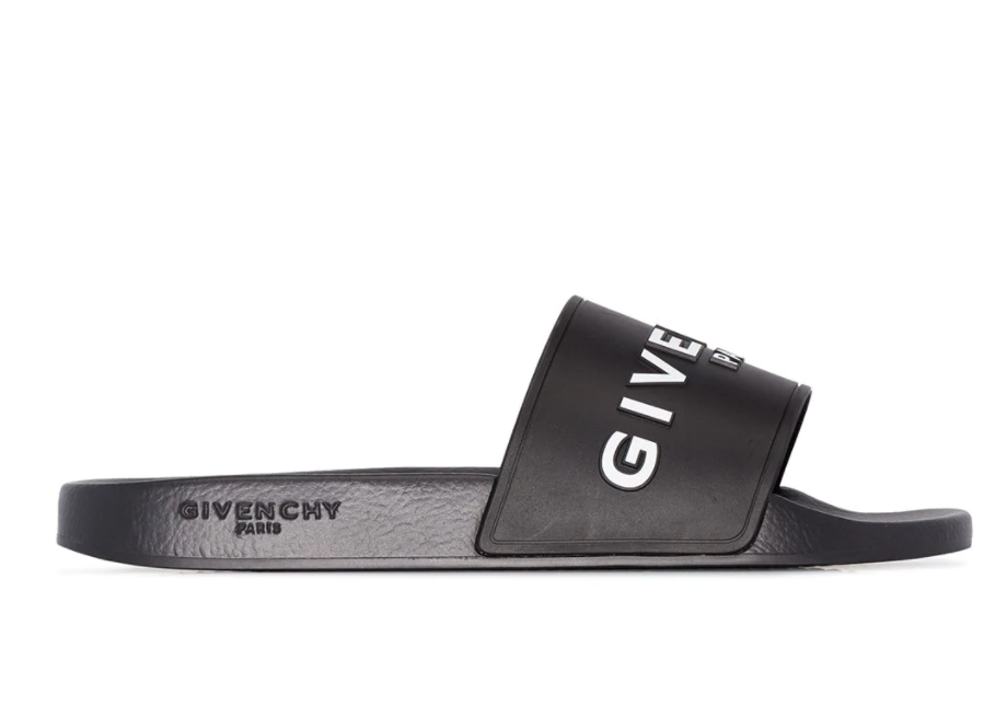 Givenchy Logo Slides White on Black Side - EXIT Streetwear