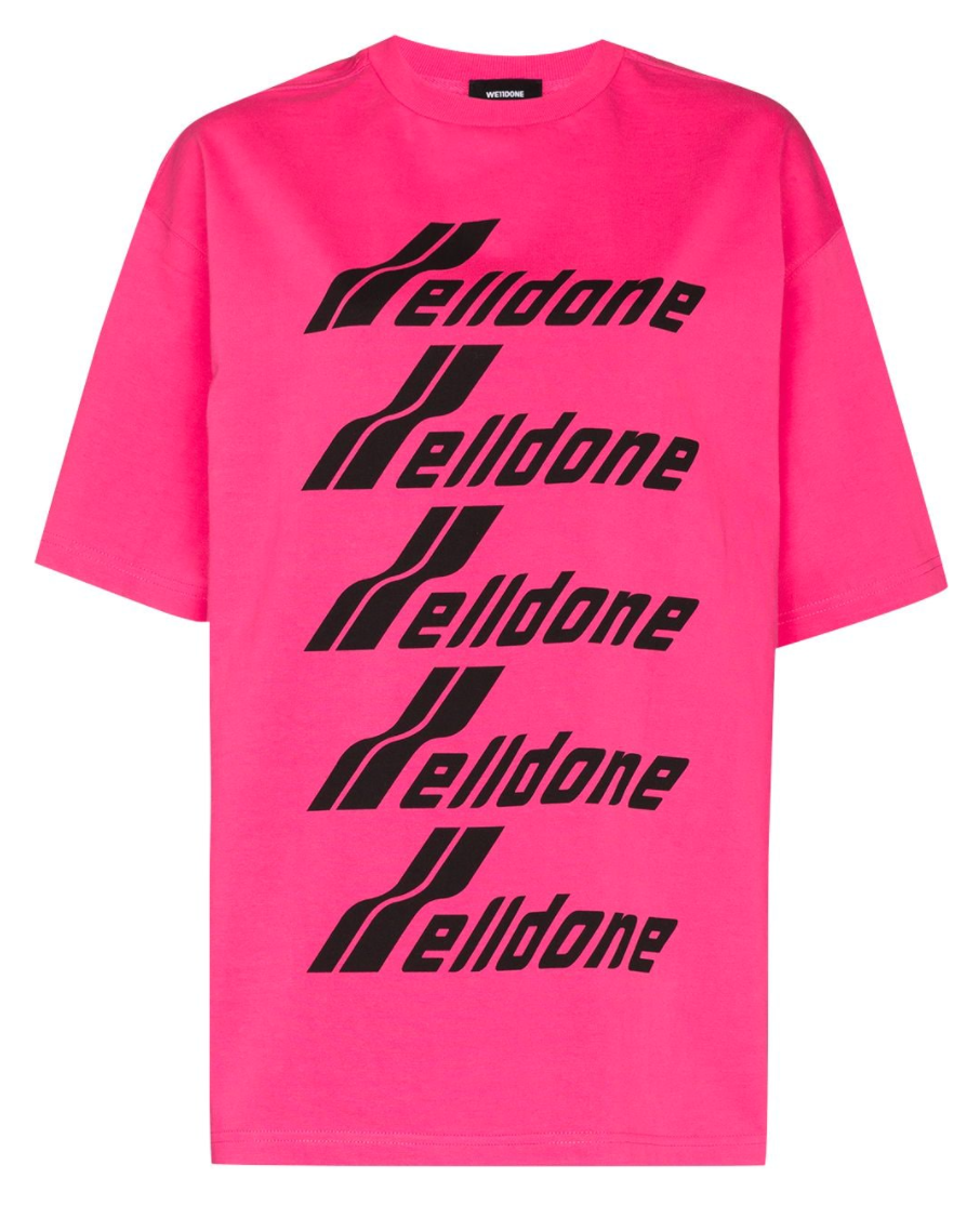 We11done Wave T-Shirt Pink Front - EXIT Streetwear