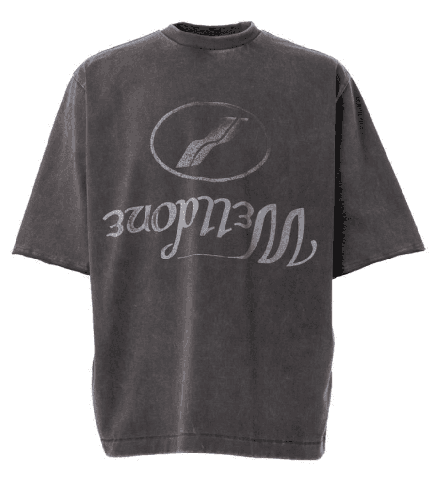 WE11DONE SS23 Reverse Logo T-Shirt Charcoal Front - EXIT Streetwear